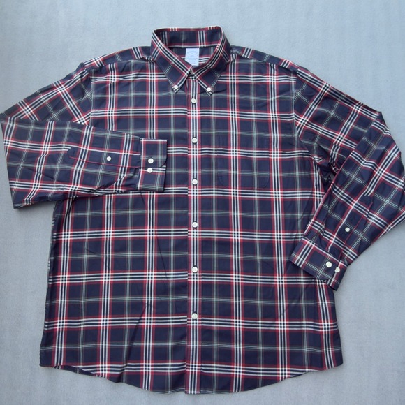 Brooks Brothers Other - Brooks Brothers 1818 Original Shirt Mens XL Regular Non-Iron Plaid Navy Red